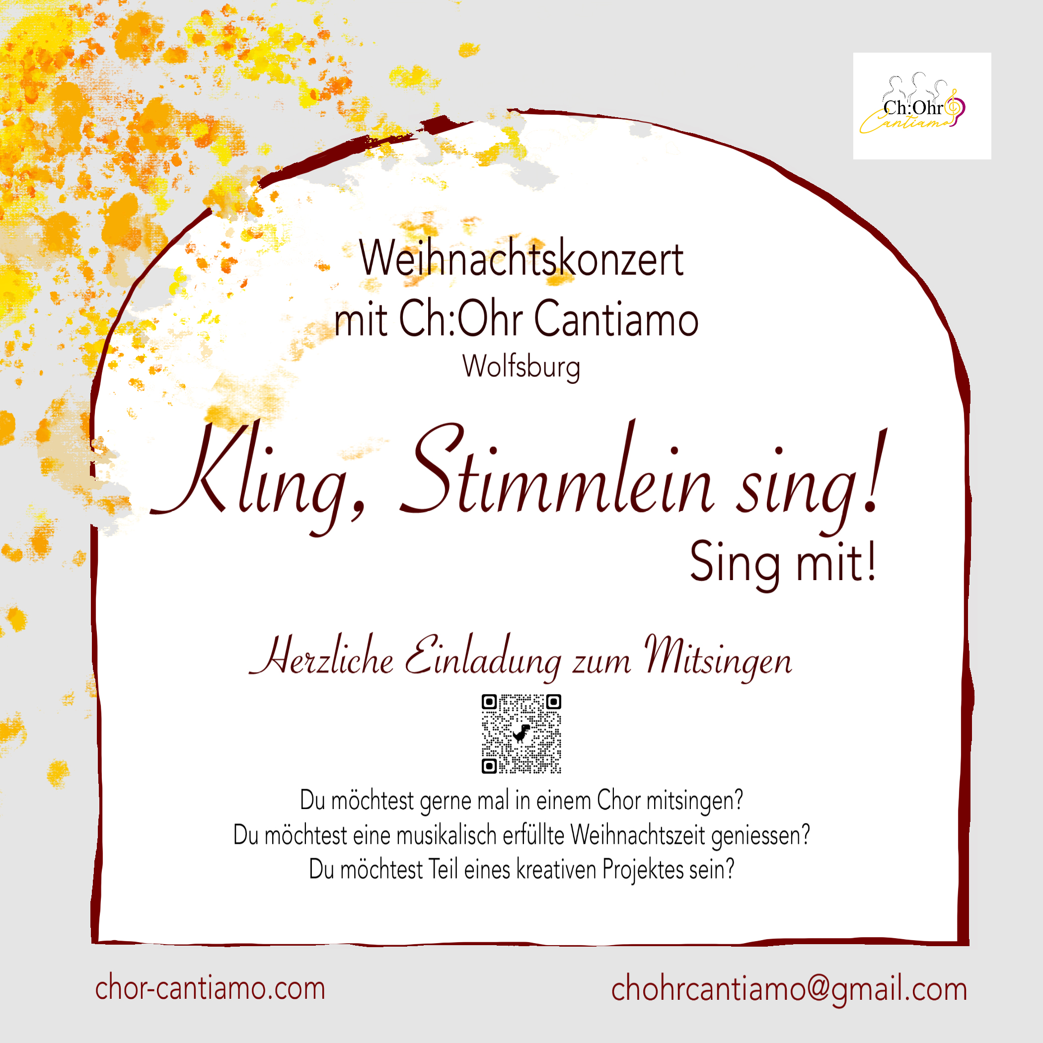 Kling, Simmlein Sing! Post zu Weihnachtskonzert 2023 Ch:Ohr Cantiamo